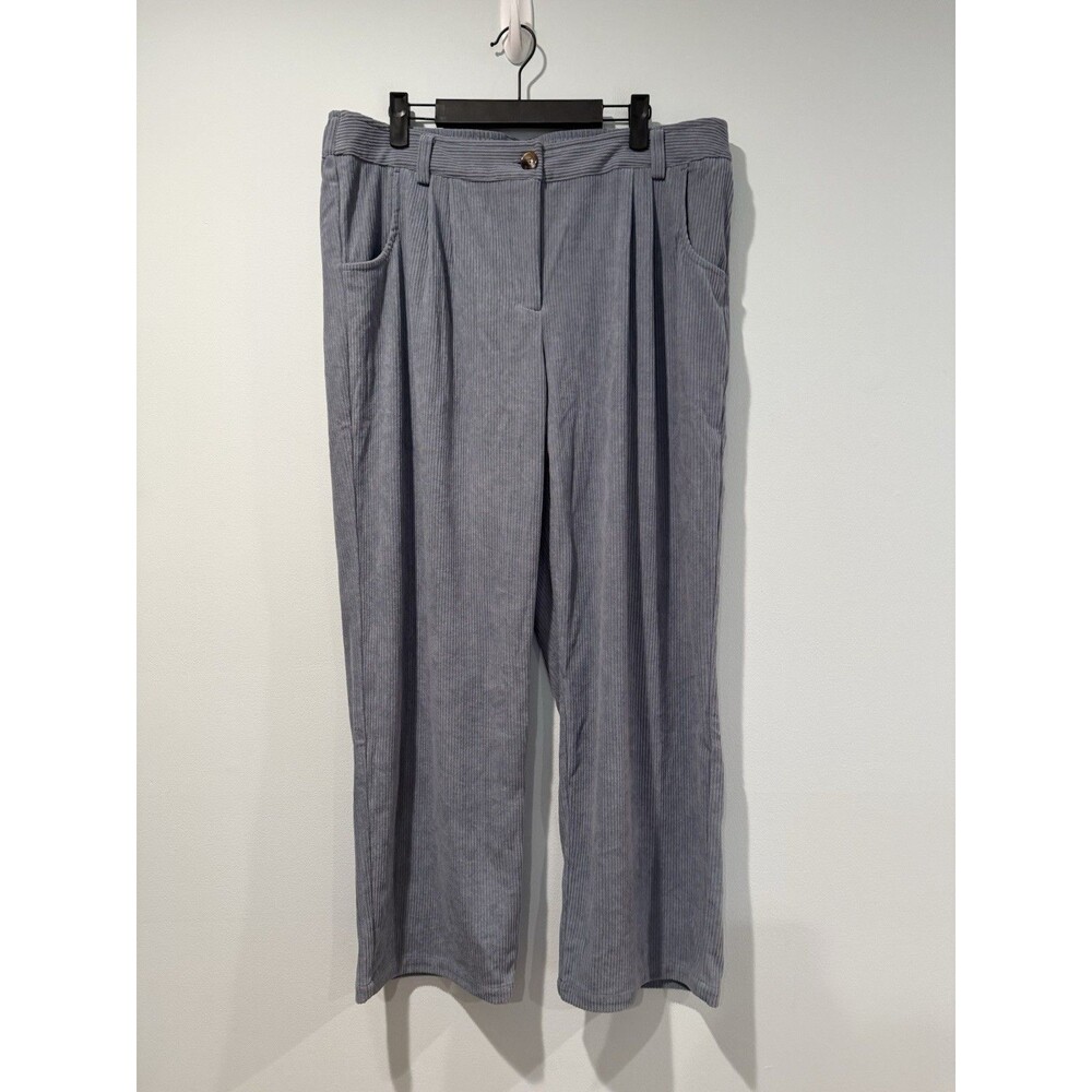 NWOT Halara Ribbed Pants Womens XL Petite Light Blue Elastic Waist Zip Travel